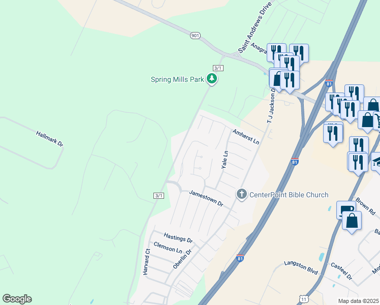 map of restaurants, bars, coffee shops, grocery stores, and more near 152 Morningside Drive in Falling Waters
