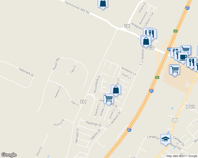map of restaurants, bars, coffee shops, grocery stores, and more near 152 Morningside Drive in Falling Waters
