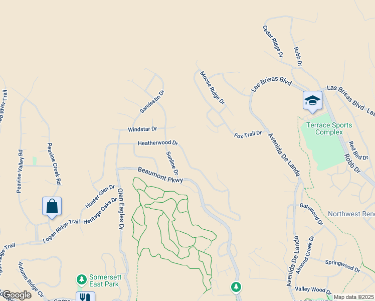 map of restaurants, bars, coffee shops, grocery stores, and more near 7053 Heatherwood Drive in Reno