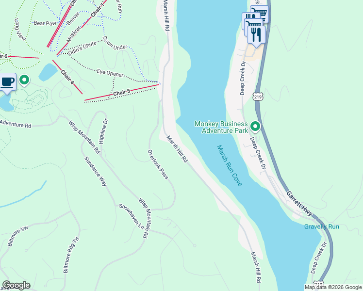 map of restaurants, bars, coffee shops, grocery stores, and more near 1363 Marsh Hill Road in McHenry