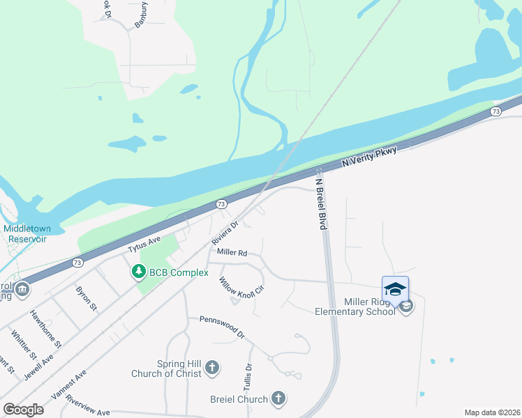 map of restaurants, bars, coffee shops, grocery stores, and more near 4430 Riviera Drive in Middletown