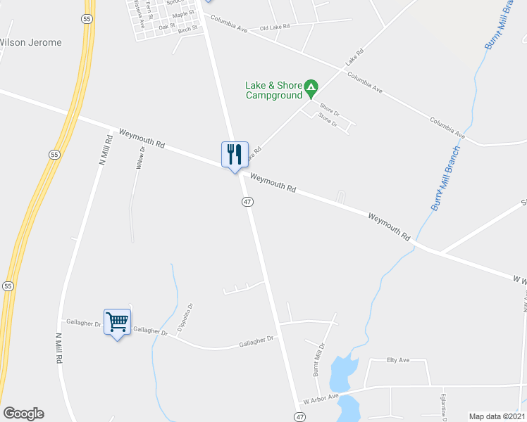 map of restaurants, bars, coffee shops, grocery stores, and more near 3807 North Delsea Drive in Vineland