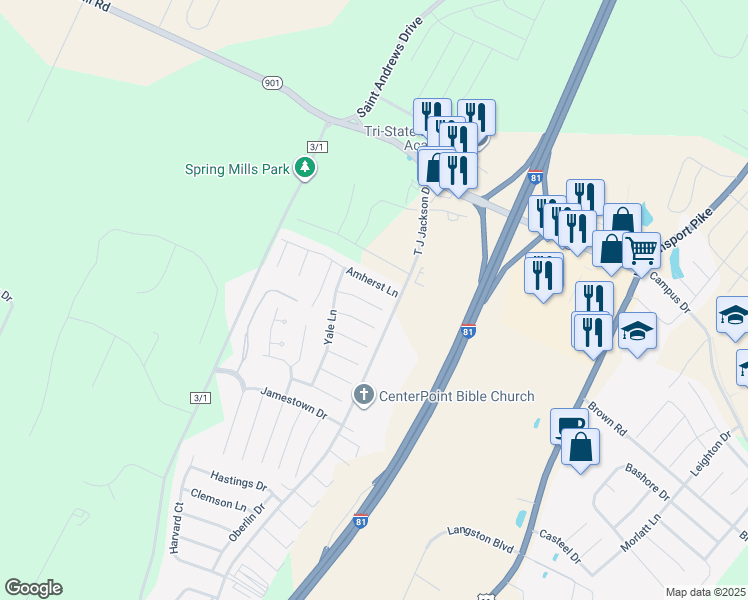 map of restaurants, bars, coffee shops, grocery stores, and more near 89 Finch Lane in Falling Waters