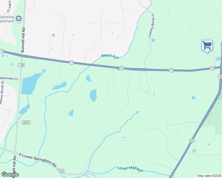 map of restaurants, bars, coffee shops, grocery stores, and more near 685 Ohio 73 in Springboro