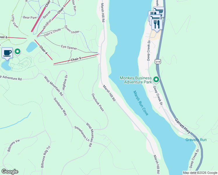 map of restaurants, bars, coffee shops, grocery stores, and more near 1363 Marsh Hill Road in McHenry