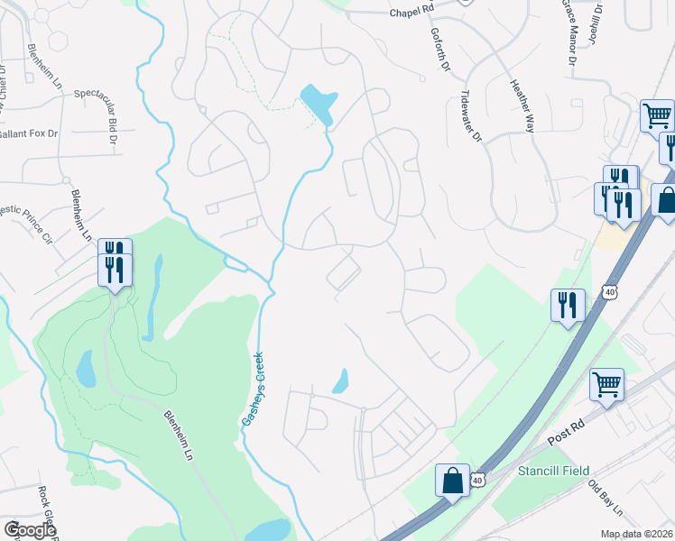 map of restaurants, bars, coffee shops, grocery stores, and more near 403 Bold Ruler Court in Havre de Grace