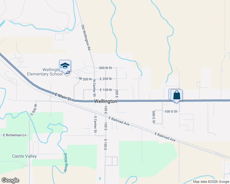 map of restaurants, bars, coffee shops, grocery stores, and more near 95 North 200 West in Wellington