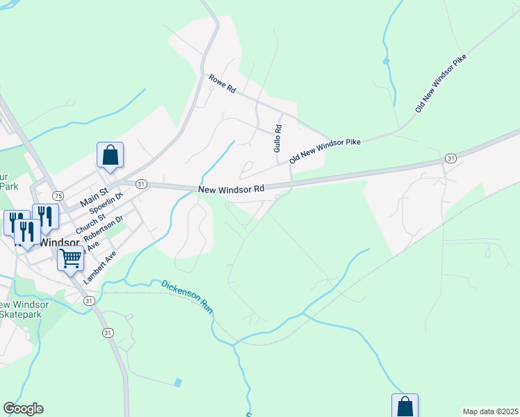 map of restaurants, bars, coffee shops, grocery stores, and more near 2826 Union Square Road in New Windsor