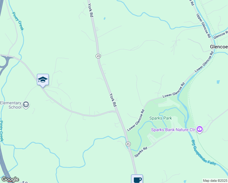 map of restaurants, bars, coffee shops, grocery stores, and more near 15301 York Road in Sparks Glencoe