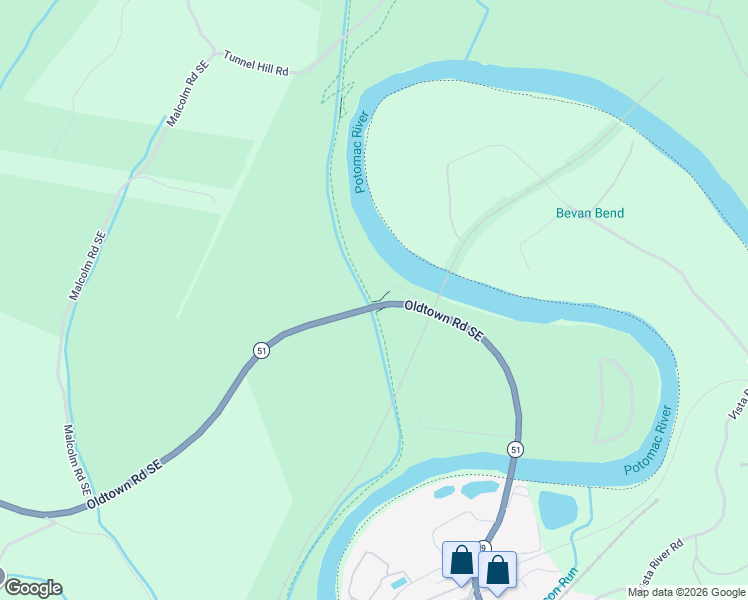 map of restaurants, bars, coffee shops, grocery stores, and more near Chesapeake and Ohio Canal Towpath in Oldtown