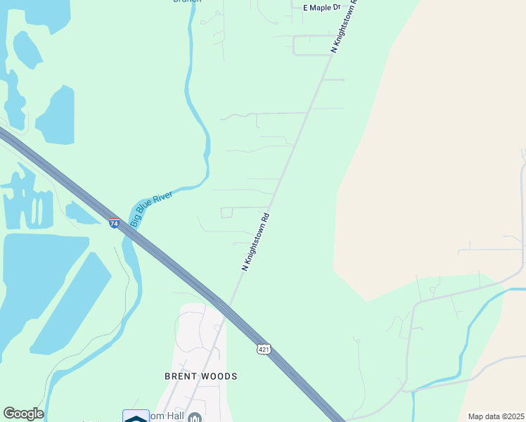 map of restaurants, bars, coffee shops, grocery stores, and more near 879 North Knightstown Road in Shelbyville