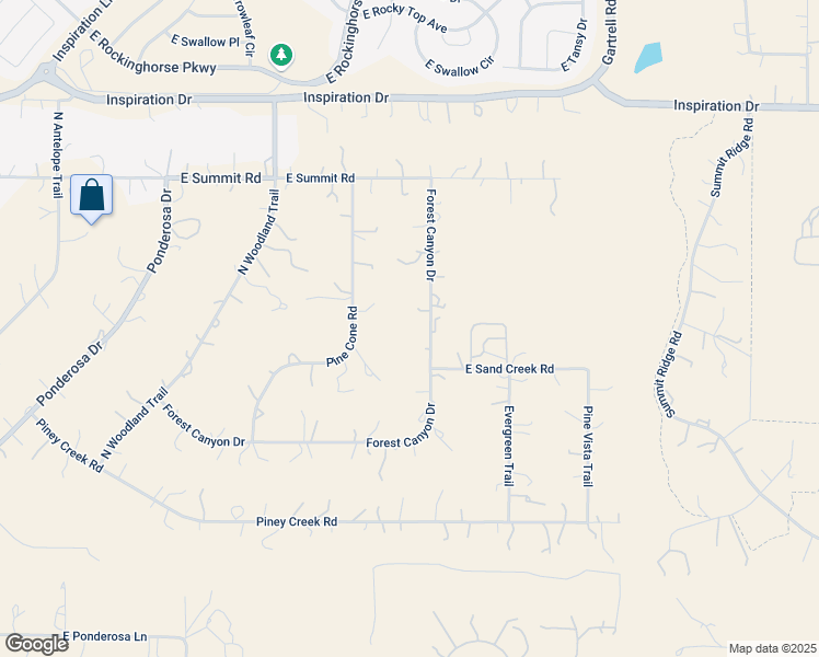 map of restaurants, bars, coffee shops, grocery stores, and more near 12731 Forest Canyon Drive in Parker