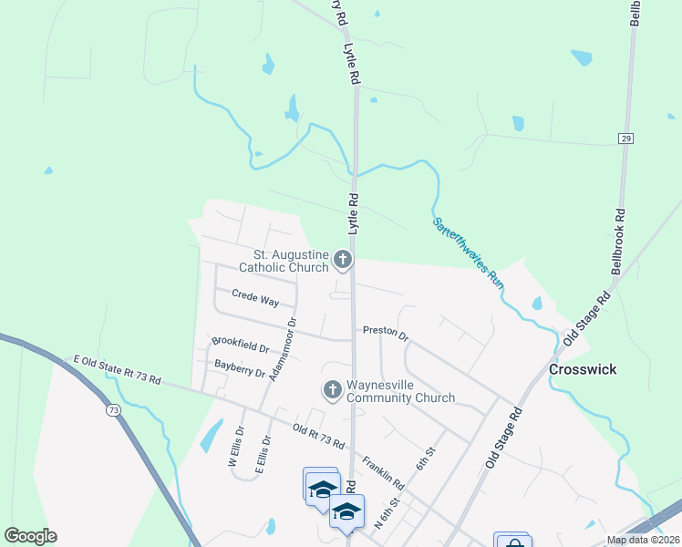 map of restaurants, bars, coffee shops, grocery stores, and more near 5715 Lytle Road in Waynesville