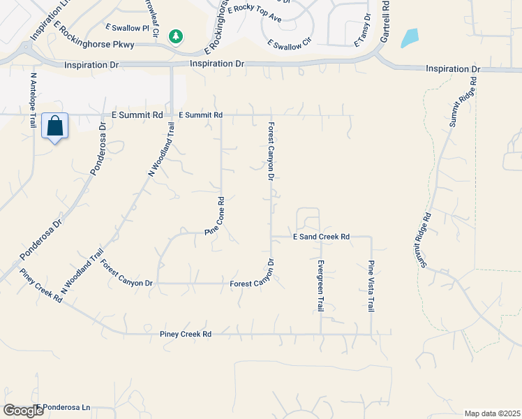 map of restaurants, bars, coffee shops, grocery stores, and more near 12731 Forest Canyon Drive in Parker