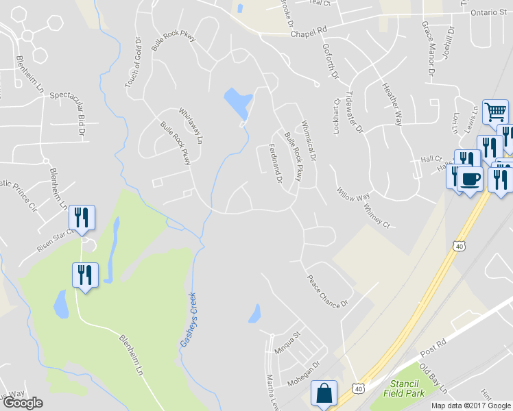 map of restaurants, bars, coffee shops, grocery stores, and more near 301 Master Derby Drive in Havre de Grace
