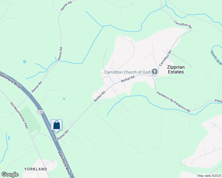 map of restaurants, bars, coffee shops, grocery stores, and more near 2061 Bethel Road in Finksburg