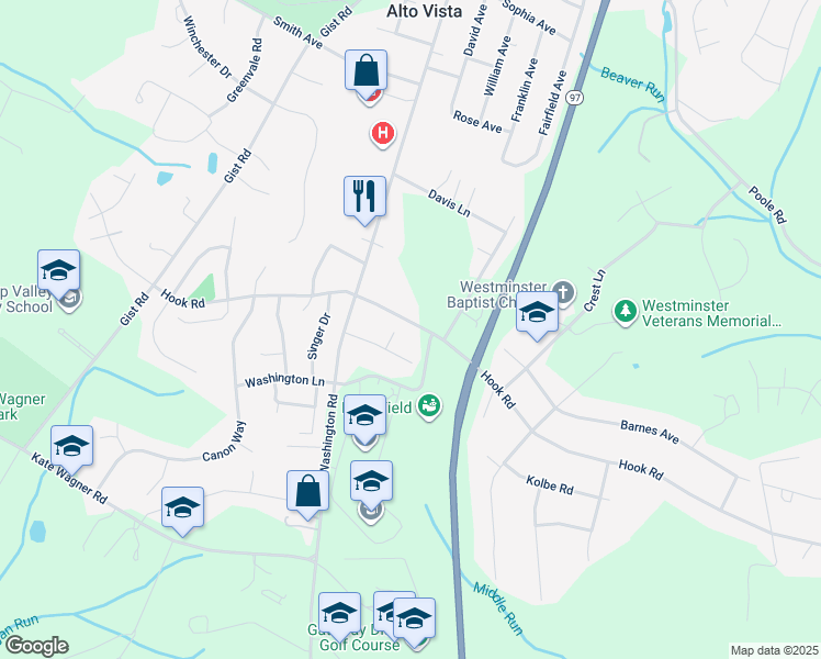 map of restaurants, bars, coffee shops, grocery stores, and more near 1007 Foxcroft Court in Westminster