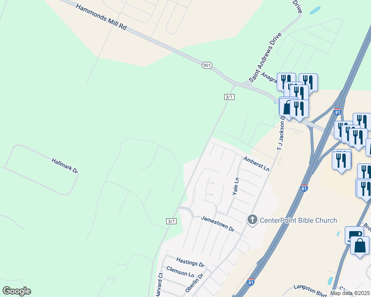 map of restaurants, bars, coffee shops, grocery stores, and more near 757 Appian Way in Martinsburg