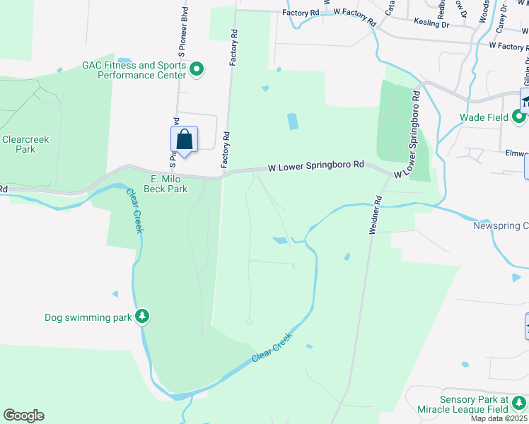 map of restaurants, bars, coffee shops, grocery stores, and more near 2927 West Lower Springboro Road in Springboro