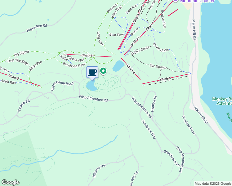 map of restaurants, bars, coffee shops, grocery stores, and more near 164 Wisp Adventure Road in McHenry