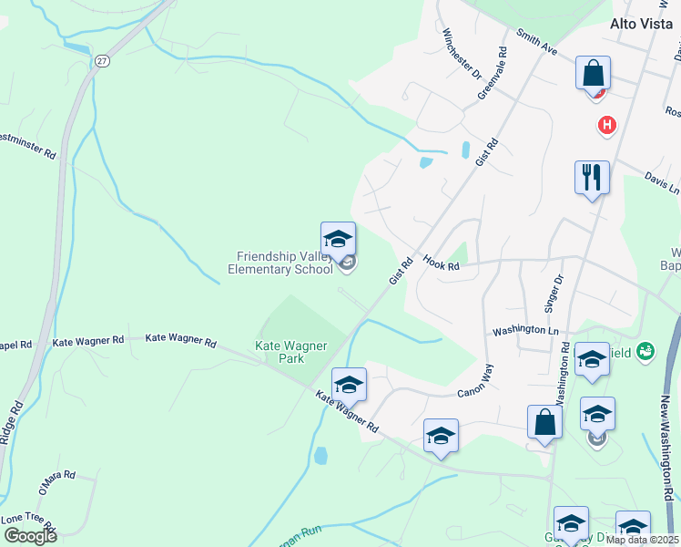 map of restaurants, bars, coffee shops, grocery stores, and more near 1100 Gist Road in Westminster