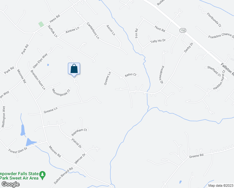 map of restaurants, bars, coffee shops, grocery stores, and more near 3004 Suffolk Lane in Fallston