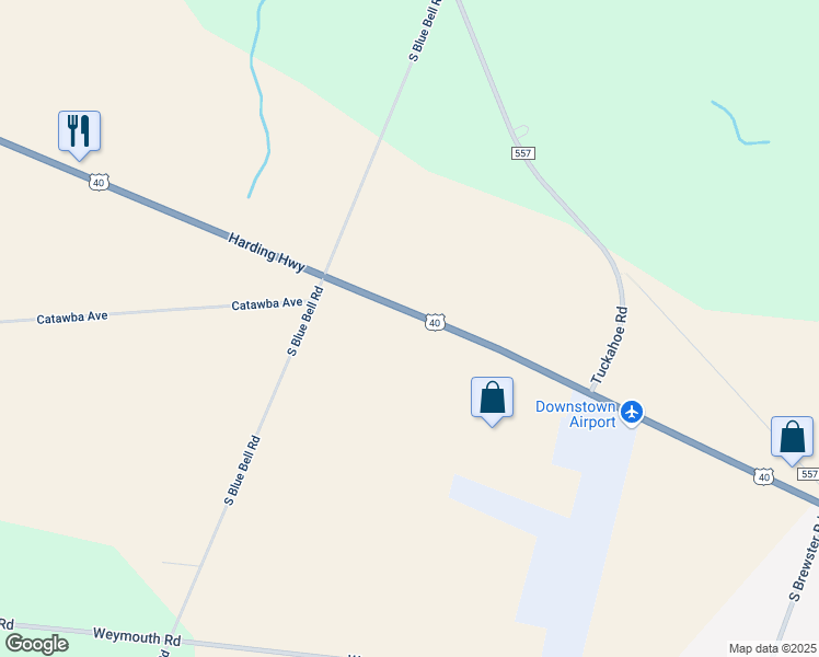 map of restaurants, bars, coffee shops, grocery stores, and more near 609 Harding Highway in Vineland