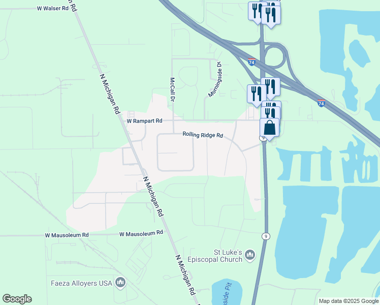 map of restaurants, bars, coffee shops, grocery stores, and more near 1693 Fountain Lake Drive South in Shelbyville