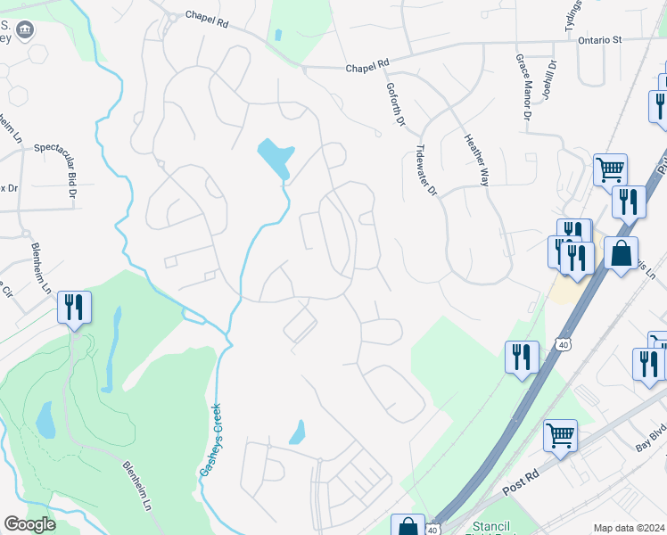 map of restaurants, bars, coffee shops, grocery stores, and more near 521 Ferdinand Drive in Havre de Grace