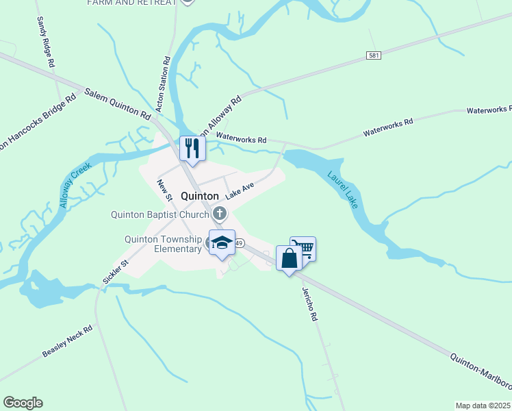 map of restaurants, bars, coffee shops, grocery stores, and more near 20 Lake Avenue in Bridgeton