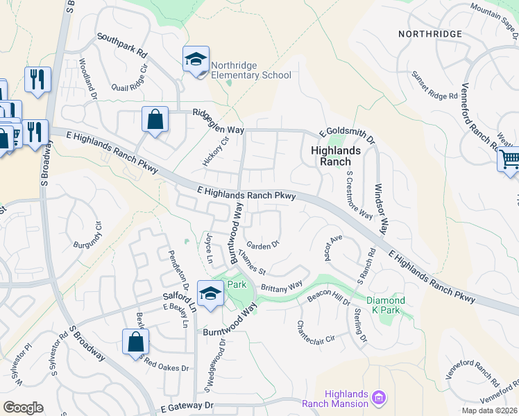 map of restaurants, bars, coffee shops, grocery stores, and more near 851 Summer Drive in Littleton