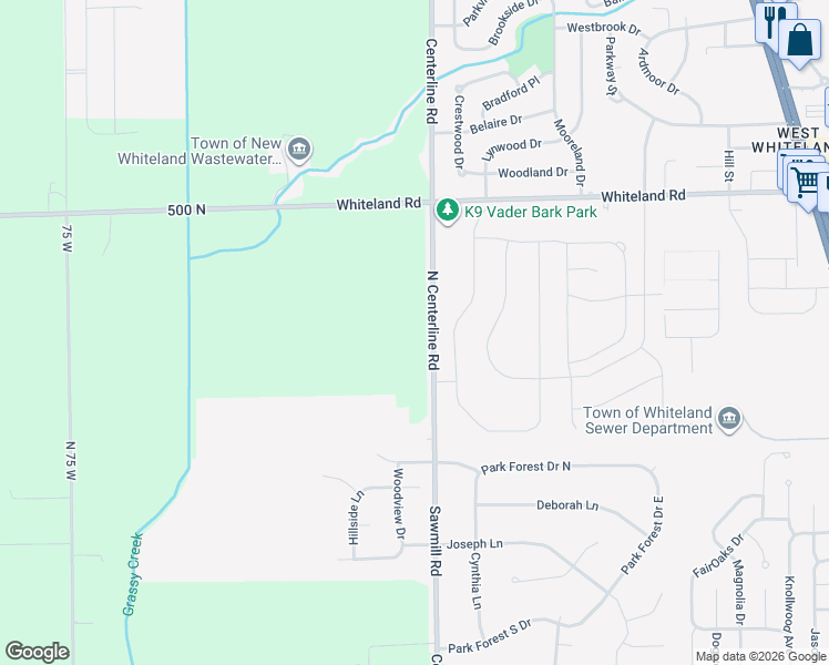 map of restaurants, bars, coffee shops, grocery stores, and more near 4812 Centerline Road in Franklin