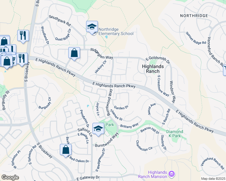 map of restaurants, bars, coffee shops, grocery stores, and more near 851 Summer Drive in Littleton