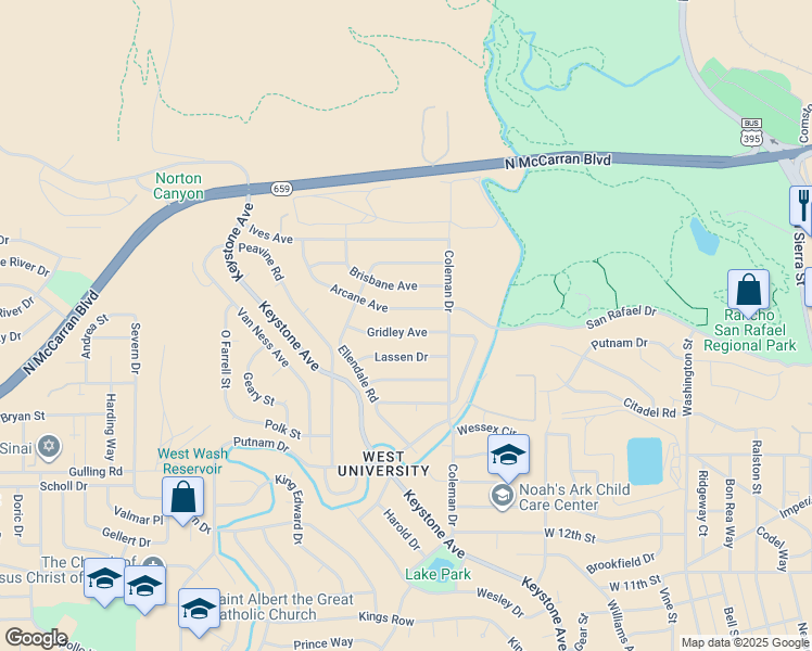 map of restaurants, bars, coffee shops, grocery stores, and more near 1970 Arcane Avenue in Reno