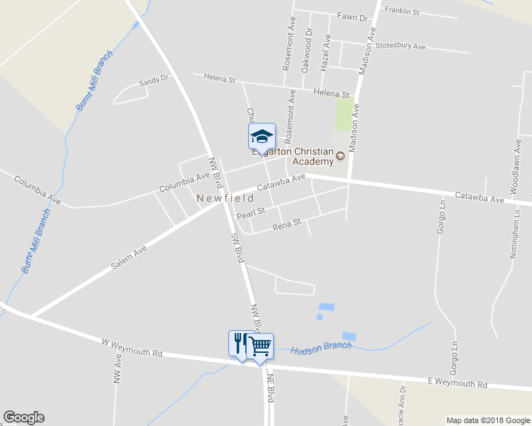 map of restaurants, bars, coffee shops, grocery stores, and more near 11 Pearl Street in Newfield