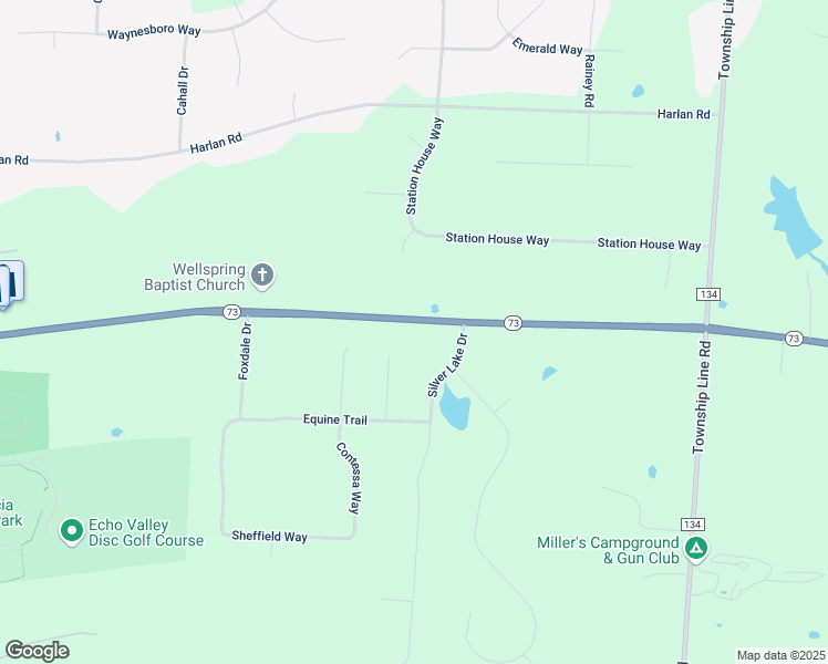 map of restaurants, bars, coffee shops, grocery stores, and more near 2427 Ohio 73 in Waynesville