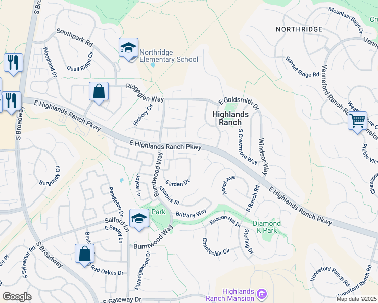 map of restaurants, bars, coffee shops, grocery stores, and more near 931 Summer Drive in Littleton