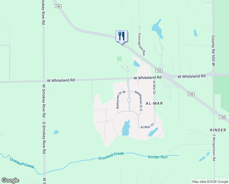map of restaurants, bars, coffee shops, grocery stores, and more near 4940 Benthaven Drive East in Bargersville