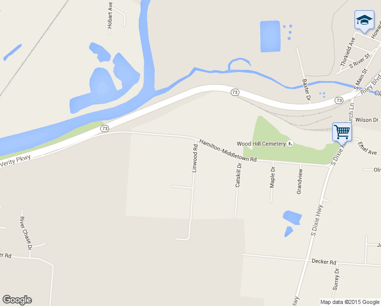 map of restaurants, bars, coffee shops, grocery stores, and more near 6931 Linwood Rd in Franklin