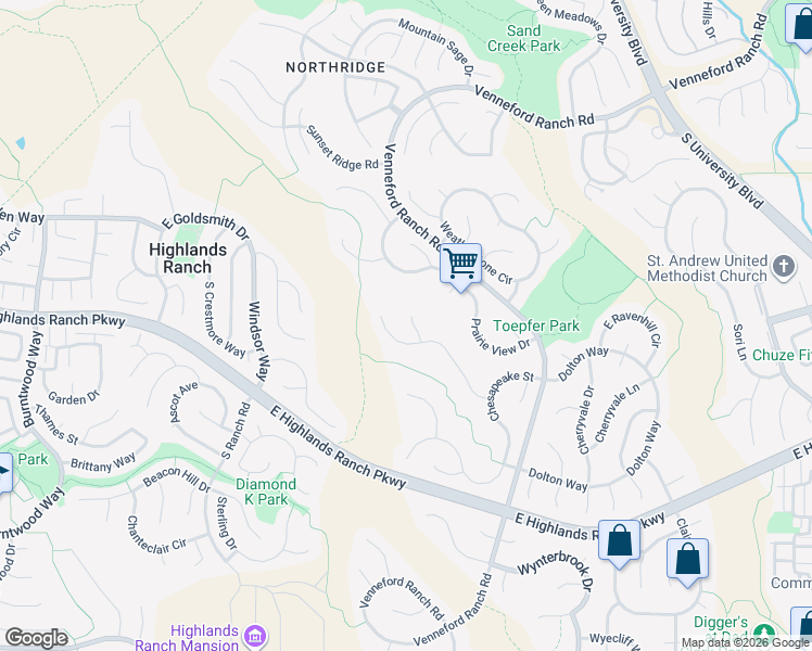 map of restaurants, bars, coffee shops, grocery stores, and more near 2042 Chesapeake Place in Littleton