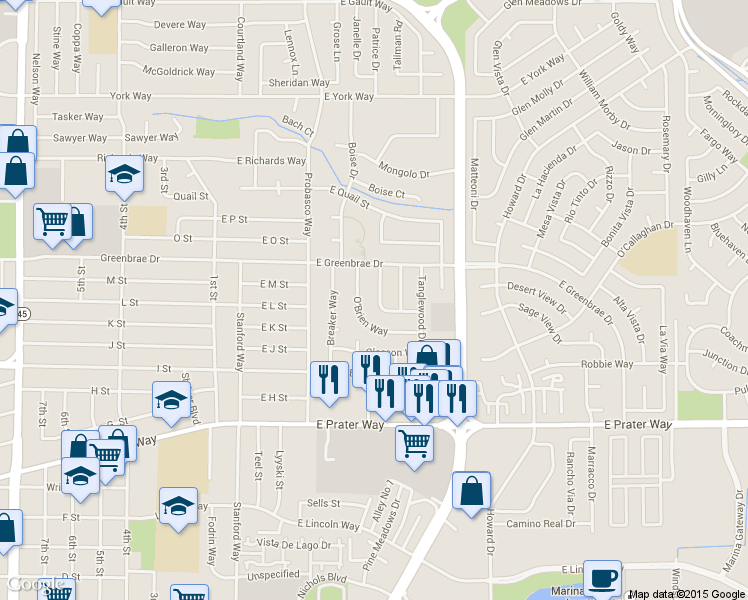 map of restaurants, bars, coffee shops, grocery stores, and more near 1385 Dogwood Dr in Sparks