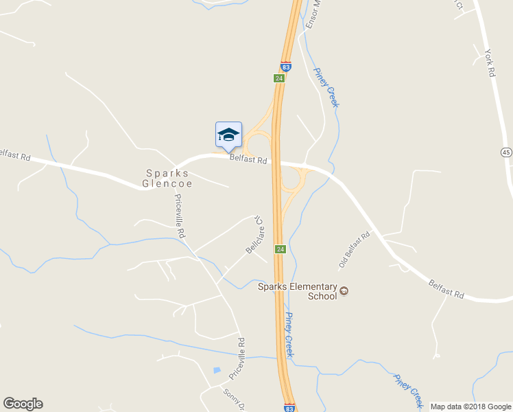 map of restaurants, bars, coffee shops, grocery stores, and more near 14 Bellclare Circle in Sparks Glencoe