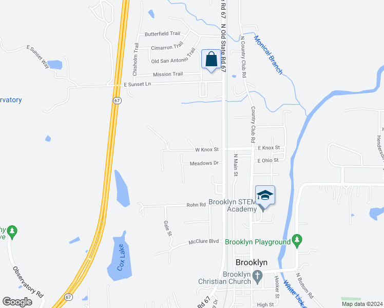 map of restaurants, bars, coffee shops, grocery stores, and more near 205-207 West Knox Street in Mooresville