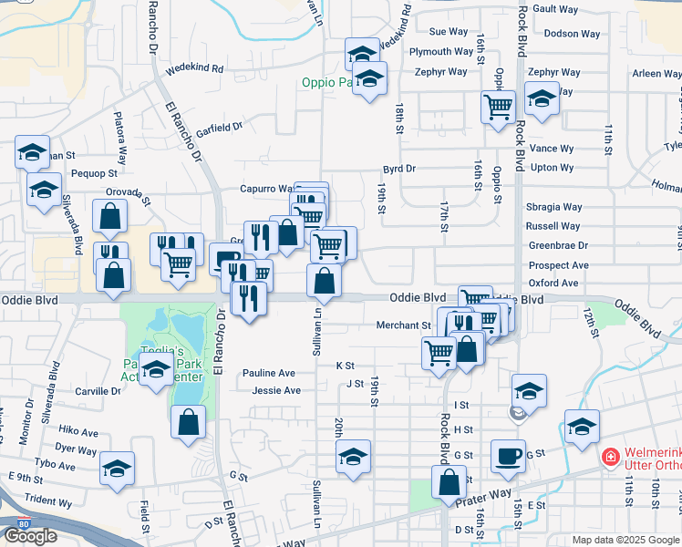 map of restaurants, bars, coffee shops, grocery stores, and more near 2010 Oddie Boulevard in Sparks