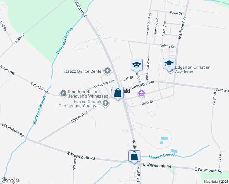 map of restaurants, bars, coffee shops, grocery stores, and more near 6 Salem Avenue in Newfield