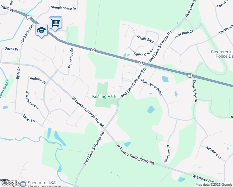 map of restaurants, bars, coffee shops, grocery stores, and more near 140 Haverstraw Place in Springboro
