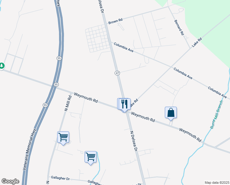 map of restaurants, bars, coffee shops, grocery stores, and more near 4060 Delsea Drive in Newfield