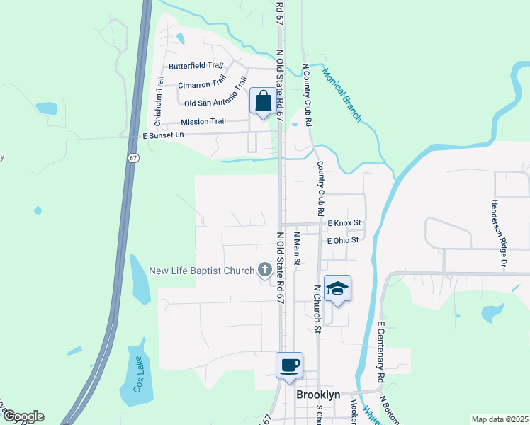 map of restaurants, bars, coffee shops, grocery stores, and more near 17 Brooklyn Meadows in Mooresville