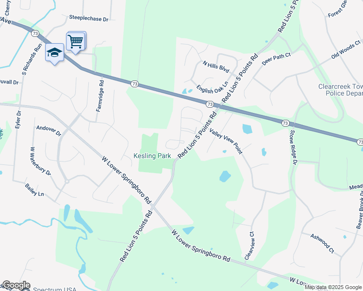 map of restaurants, bars, coffee shops, grocery stores, and more near 120 Haverstraw Place in Springboro