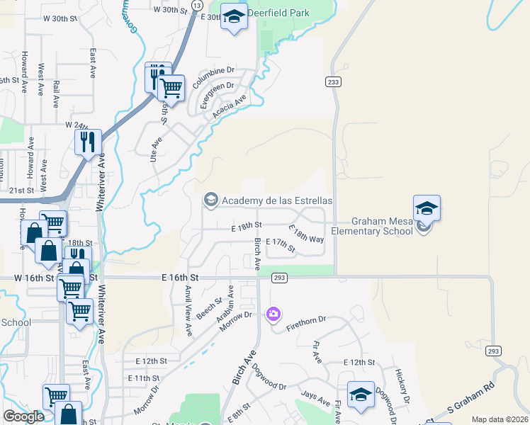 map of restaurants, bars, coffee shops, grocery stores, and more near 1101 East 19th in Rifle